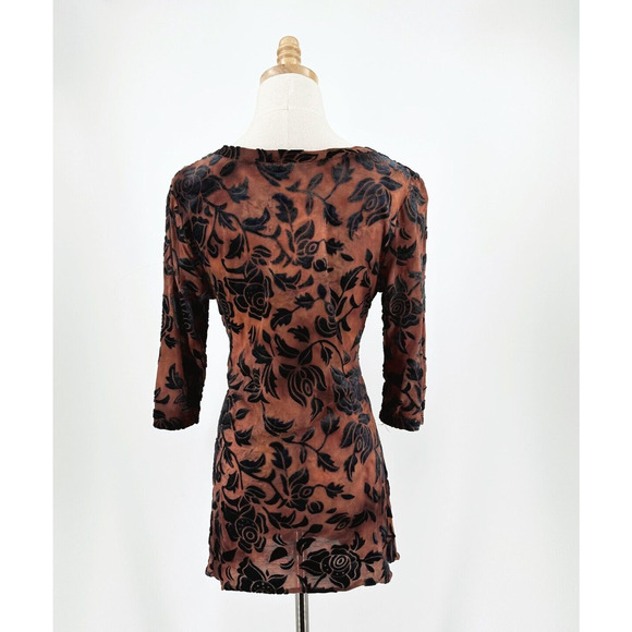 VTG Y2K Babydoll Velvet Burnout Top Size 3/Small Sheer Witchy Whimsygoth Grunge - Picture 4 of 6